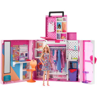 90% new barbie children's toy girl gift doll little princess play house toy wardrobe - barbie fashion double layer dream wardrobe wardrobe hgx57