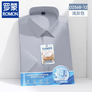 Romon mulberry silk champagne color long-sleeved shirt for young men, drapey, iron-free stretch shirt, men's business anti-wrinkle inch shirt, large size, light gray, long 2568-12 45 recommended 190-200 jin jin is equal to 0.5 kg