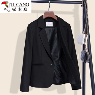 啄木鸟一线大品牌折扣剪裁标签女装退柜出口后订单清关黑色小运动上衣 黑色 长.袖 S 建议您95斤以下