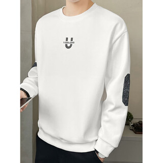 Playboy hoodless embroidered sweatshirt men's round neck long sleeve t-shirt spring and autumn trbottom brand inner shirt men's 2755 white m approximately 95-120 jin jin equals 0.5 kg can be worn