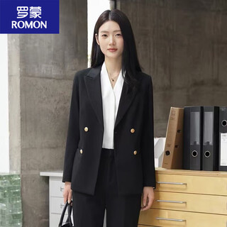 РОМОН костюм формальный женский костюм весенне-осенний преподавательский состав государственный служащий студент колледжа собеседование профессиональный темперамент талия рабочая одежда черная одинарная куртка s