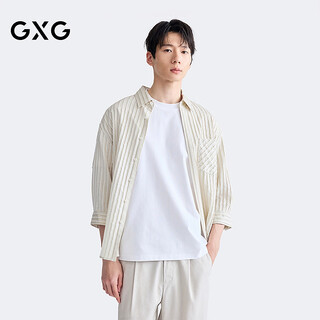 Gxg men's wear shopping mall same style three quarter sleeve shirt 2026 summer new product g26x032033 rice white strips xl