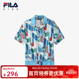 Fila x pompidou center fila children's clothing children's shirt new men's and large children's casual short-sleeved tops full print one-za 150 cm
