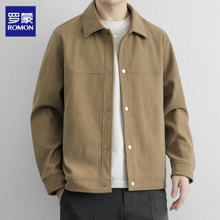 Romon jacket men's spring and autumn new large size lapel handsome work clothes high-end loose casual men's jacket 6685 khaki xl about 130-150 jin jin equals 0.5 kg