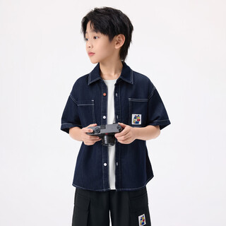 Xiaoyinman children's clothing boys' lapel casual denim shirt 26 mid-summer big children's crisp, breathable, comfortable and personalized top