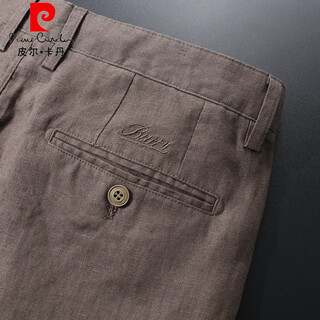 Pierre cardin linen casual pants for men, high-end summer, lightweight, breathable, soft, skin-friendly, non-stick, straight, loose and versatile trousers, brown 9009-5# 29