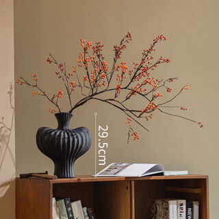 Simulation-like realistic fake furnishings for living room dining table art dried fruits and branches decorations bionic black special-shaped porcelain bottle + 100 red 1 piece + 100 orange 1 piece