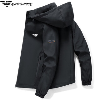 Ea7 armani high-end jacket men's spring new outdoor trend versatile men's casual versatile hooded jacket black spring and autumn 3xl 150-165jin jin equals 0.5 kg
