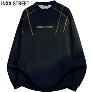 Inxx (inxx) inxx street trendy brand embroidered letters simple and versatile sweatshirt for men in spring and autumn, comfortable and breathable casual top, navy blue xl recommended 125-145jin jin equals 0.5 kg