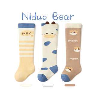 Nido bear baby stockings autumn and winter breathable cotton socks newborn socks baby over-the-knee socks loose mouth does not tighten the feet autumn and winter