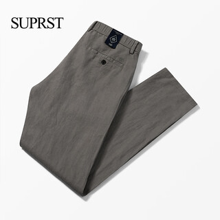 Suprst premium gray linen pants men's 2026 summer style light breathable slim straight mid-waist drape casual pants gray 29 (waist 75.0cm/2 feet 25)