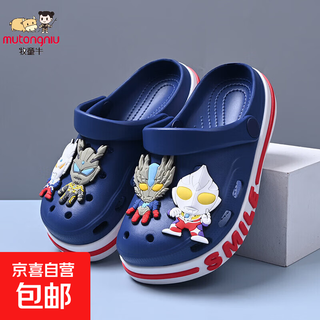 Children's crocs boys 2026 summer new parent-child sandals high elastic eva girls beach shoes dark blue 31