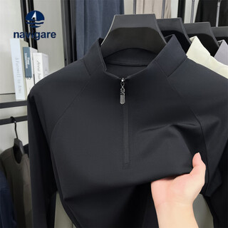 Navigare 2026 spring new zipper sweatshirt men's half turtleneck t-shirt long-sleeved ice silk thin men's sports bottoming shirt trendy black s 165