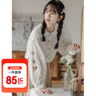 Zhao qingyu big children's clothes 13-15 years old female junior high school long-sleeved doll collar shirt 12-year-old girl spring and autumn korean style top white 165 s 80-90jin jin equals 0.5 kg