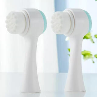 Facial washing brush soft-bristled facial cleansing instrument double-sided facial brush cleansing brush manual facial pore deep cleaning blackhead device double-sided facial washing brush blue + blue