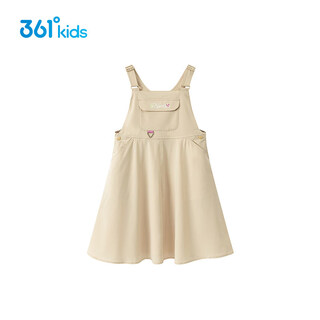 361 children's clothing girls dress woven suspender skirt 2026 summer new style breathable skirt for middle and large children oatmeal color 160