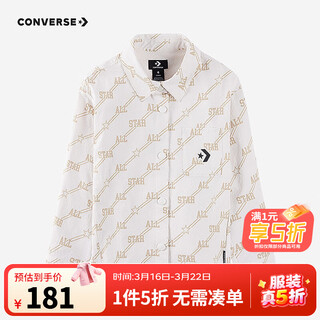 Converse converse children's clothing girls all star shirt spring and autumn new full-print comfortable children's long-sleeved shirt classic white 110/52 recommended height 98-104cm