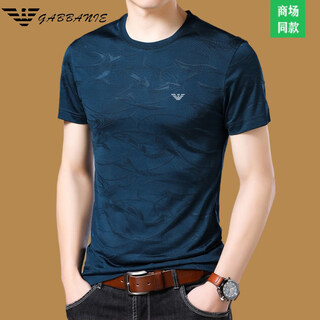 Ea7 armani high-end mulberry silk short-sleeved t-shirt men's half-sleeved t-shirt men's silk top trend lake blue m 165