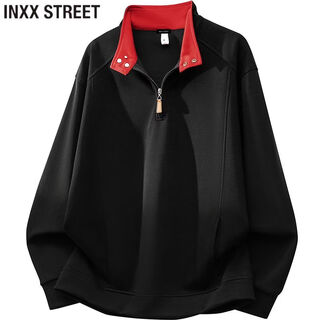 Inxx (inxx) inxx street spring and autumn premium stand-up collar men's half-zip sweatshirt loose trendy brand simple casual versatile top black m recommended 90-110jin jin equals 0.5 kg