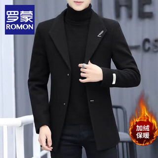 Luo meng korean style casual woolen small suit men's 2025 men's jacket autumn and winter temperament versatile velvet thickened jacket black plush velvet xl