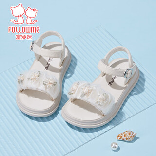 Fuluo mi girls sandals 26 summer new sweet and style princess shoes little girls soft sole breathable shoes beige 30