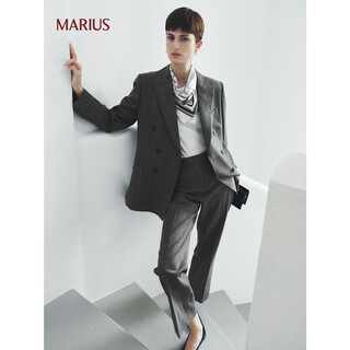 Marius queen street plaid version japanese nikke wool knotted yarn plaid six-button suit/nine-point pants gray and white plaid suit l
