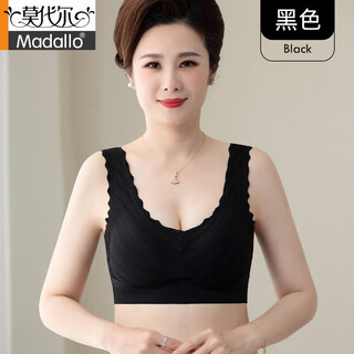 Modal mother's underwear for middle-aged and elderly women vest style elderly bra thin section mother style bra large size seamless back black m (suitable for 90-100 jin jin equals 0.5 kg)