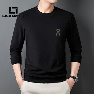 Lilanz official young and middle-aged men's long-sleeved sweatshirt 2026 spring new long-sleeved t-shirt flagship official black 2xl 185/96a