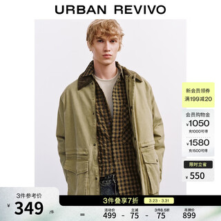 Ur new winter men's clothing streamer style spliced lapel workwear pocket cotton clothing uml150040 khaki xl