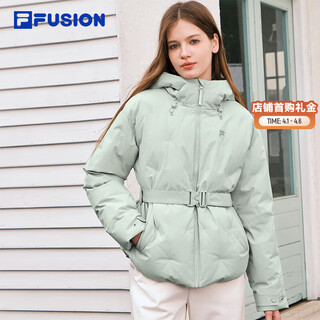 Fila fusion fila trendy brand down jacket for women 2026 spring new fashion casual waist hooded jacket oatmeal gray-gy l 170/88a/l