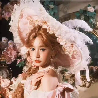 Beast spring pink original bonnet bnt tea party elegant heavy industry lolita small things lace rose big brim hat feather flowers) lace pink big brim hat m (56-58cm)