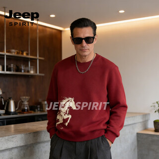 Jeep spirit american retro printed sweatshirt for men 2026 spring trendy loose round neck pullover couple tops white 5xl