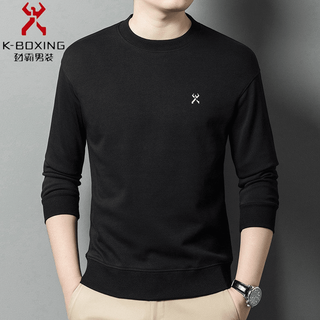 Kbhong men's round neck sweatshirt long-sleeved t-shirt business casual bottoming shirt spring comfortable breathable light luxury black ksp-s08 3xl weight 180-200jin jin equals 0.5 kg