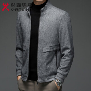 K-boxing men's wear (k-boxing) 2026 spring and autumn new men's stand collar wool jacket jacket middle-aged and elderly dad wear business casual top light coffee m 170