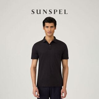 Sunspel sea island cotton series men's sea island cotton jersey short sleeve polo shirt new arrival black m
