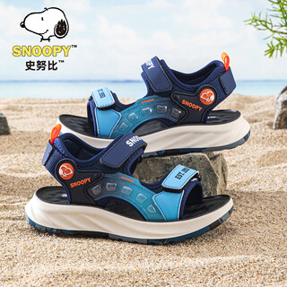Snoopy (snoopy) children's shoes, boys' beach shoes, summer medium and large children's breathable open-toed sandals, children's casual sandals 0108 blue 37
