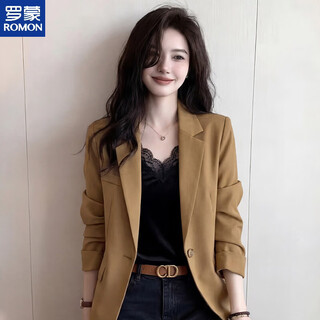 罗蒙（ROMON）2026春装气场强大感西装外套裤子两件套休闲轻熟风职业穿搭女 卡其色外套 S