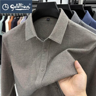 Goldlion light luxury woolen woolen shirt men's long-sleeved autumn and winter thick solid color business casual men's warm shirt jacket c25148 khaki m recommended 100-125jin jin equals 0.5 kg