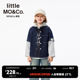 Little mo&co. children's clothing 25 spring new boys' fake two-piece denim sweatshirt shirt jacket kbe1sht014 denim blue 150 150/72
