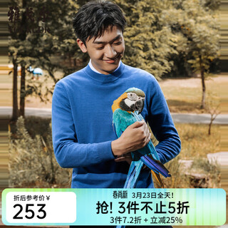 Youngor cardigan men's half-turtle collar all-sheep wool sweater comfortable, warm and stylish lake blue regular m 100c