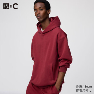 Uniqlo collaboration men's and women's loose hooded sweatshirt long-sleeved sports 482309 17 maroon m