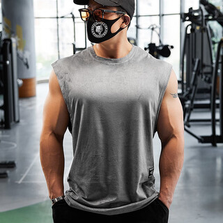Lutielang sleeveless sports t-shirt fitness vest muscle training men's loose running vest quick-drying stretch and breathable cement gray xxl