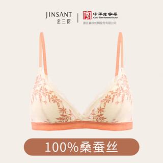 金三塔无钢圈真丝聚拢文胸透气舒适唯美轻薄仙女内衣蕾丝文胸 云曦白 s