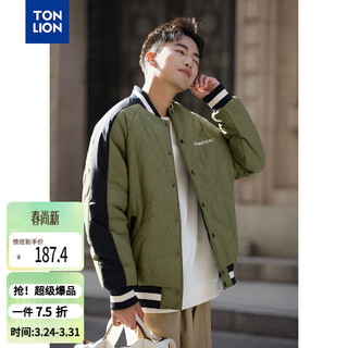 Tonlion 2025 winter men's baseball collar cotton padded jacket with text on left chest