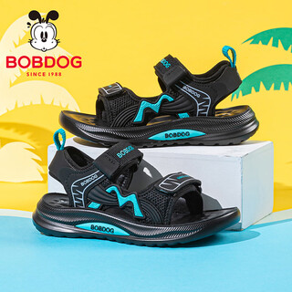 Bobdog (bobdog) bobdog children's shoes boys' open-toed sandals 2026 new summer boys' sports river shoes summer children's shoes black/lake blue 26 suitable for feet length 16.0cm