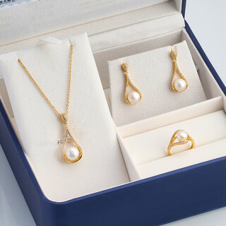 Oliveira freshwater pearl pendant ring rated set true love series c3-2490-1