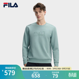 Fila official men's pullover sweatshirt 2026 spring new fashion casual simple knitted long-sleeved top neptune green-gn 3xl 190/108a/xxxl