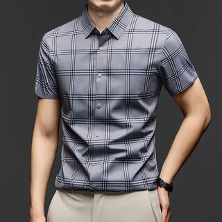 Joeone business style sub-shirt men's short-sleeved lapel anti-wrinkle no-iron men's shirt slate gray m