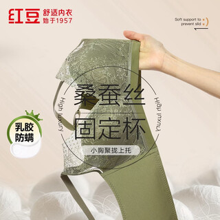 Red bean french style women's bra, beautiful back, small breasts, push-up, side breasts underwear, no empty cup, stylish outside, soft inside, green 75b