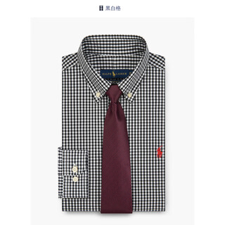 Rl ralph lauren classic paul cotton no-iron poplin plaid long-sleeved shirt pony mark men's shirt black and white plaid xs (100-120jin jin equals 0.5kg)